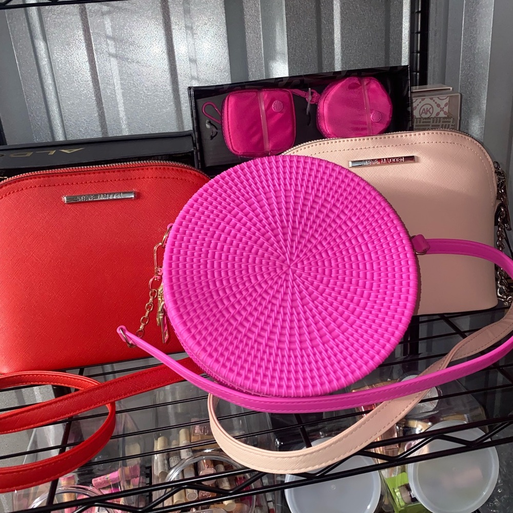 Hot Pink Rubber Crossbody Bag